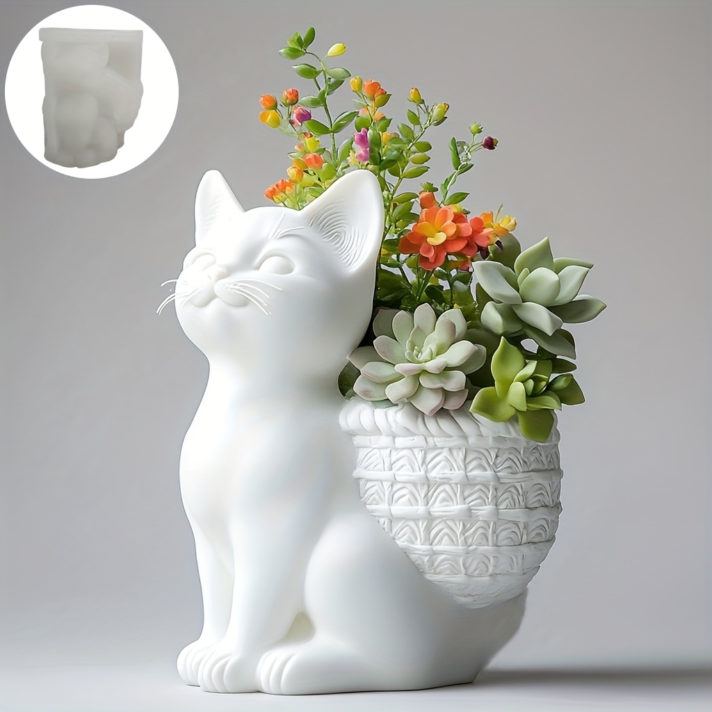Potsticker Mold - Kendin Yap 3D Çömelmiş Kedi Sukulent