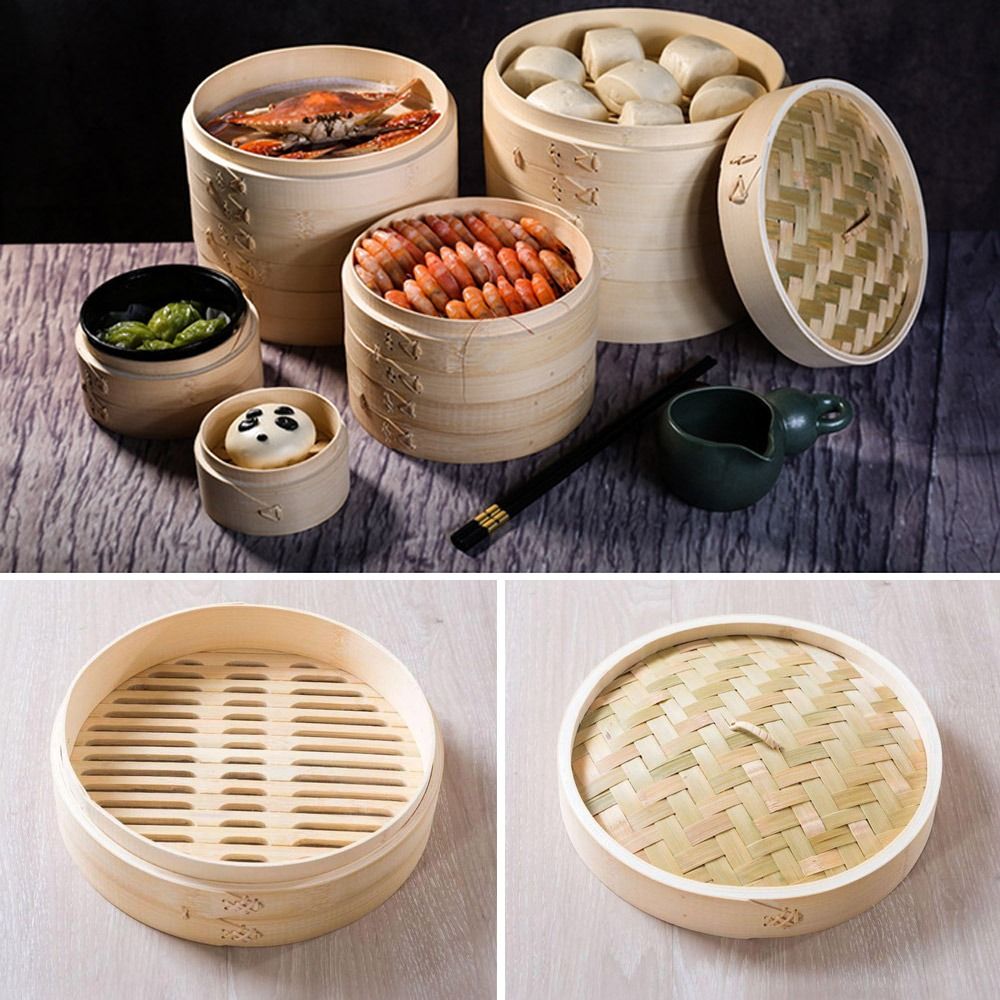 Bao Steamer Bamboo - Çin Bambu Buharlı Pişirici, Dimsum Pişirme,